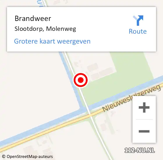 Locatie op kaart van de 112 melding: Brandweer Slootdorp, Molenweg op 23 juni 2023 10:56