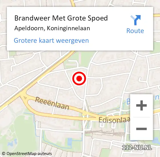 Locatie op kaart van de 112 melding: Brandweer Met Grote Spoed Naar Apeldoorn, Koninginnelaan op 23 juni 2023 12:22