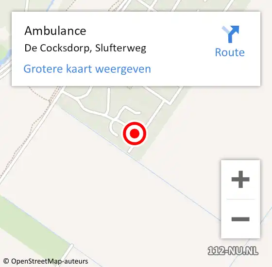 Locatie op kaart van de 112 melding: Ambulance De Cocksdorp, Slufterweg op 23 juni 2023 13:39