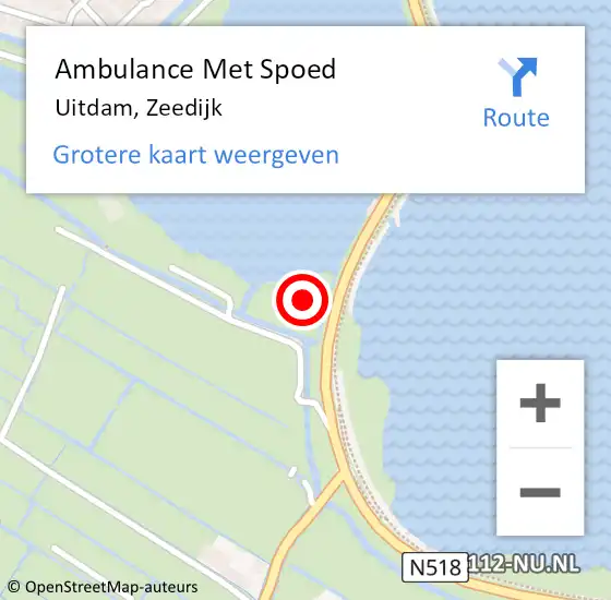 Locatie op kaart van de 112 melding: Ambulance Met Spoed Naar Uitdam, Zeedijk op 23 juni 2023 14:13