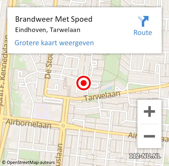 Locatie op kaart van de 112 melding: Brandweer Met Spoed Naar Eindhoven, Tarwelaan op 23 juni 2023 14:32