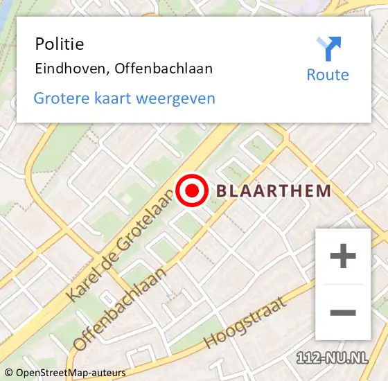 Locatie op kaart van de 112 melding: Politie Eindhoven, Offenbachlaan op 23 juni 2023 15:03