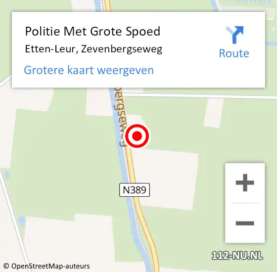 Locatie op kaart van de 112 melding: Politie Met Grote Spoed Naar Etten-Leur, Zevenbergseweg op 23 juni 2023 15:50