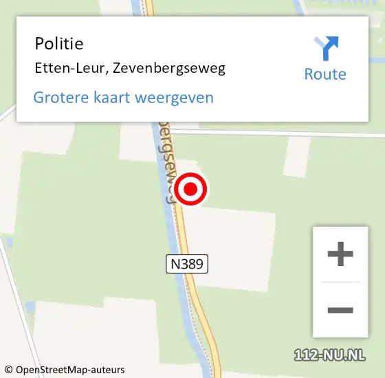 Locatie op kaart van de 112 melding: Politie Etten-Leur, Zevenbergseweg op 23 juni 2023 15:50