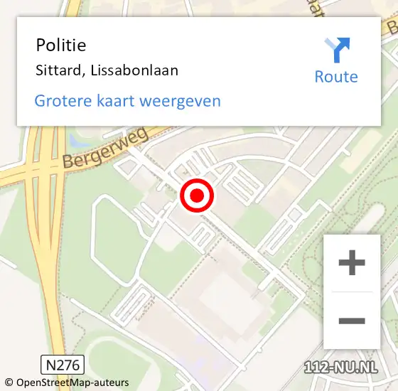 Locatie op kaart van de 112 melding: Politie Sittard, Lissabonlaan op 23 juni 2023 16:18