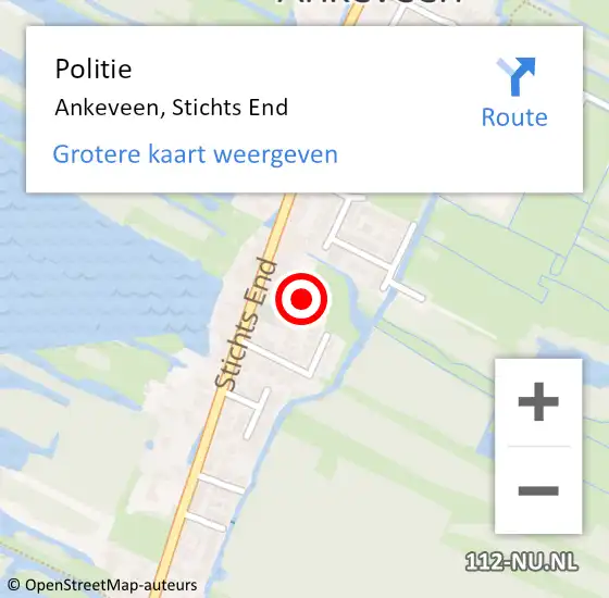 Locatie op kaart van de 112 melding: Politie Ankeveen, Stichts End op 23 juni 2023 18:19