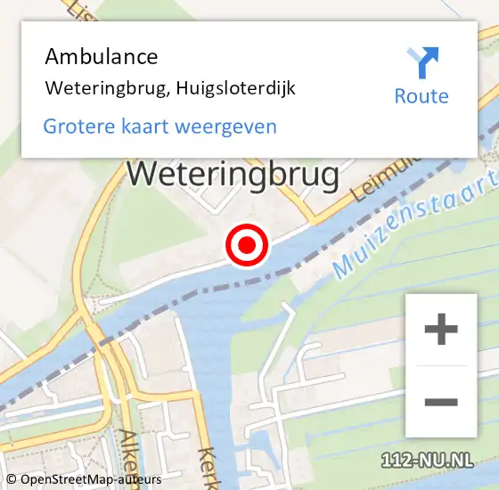 Locatie op kaart van de 112 melding: Ambulance Weteringbrug, Huigsloterdijk op 23 juni 2023 18:49