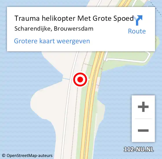 Locatie op kaart van de 112 melding: Trauma helikopter Met Grote Spoed Naar Scharendijke, Brouwersdam op 23 juni 2023 19:25