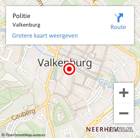 Locatie op kaart van de 112 melding: Politie Valkenburg op 23 juni 2023 19:48