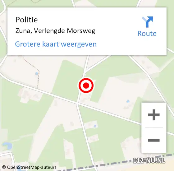 Locatie op kaart van de 112 melding: Politie Zuna, Verlengde Morsweg op 23 juni 2023 23:50