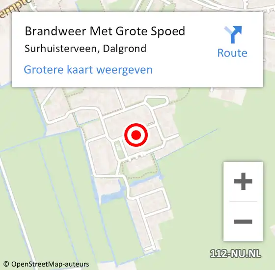 Locatie op kaart van de 112 melding: Brandweer Met Grote Spoed Naar Surhuisterveen, Dalgrond op 24 juni 2023 00:39