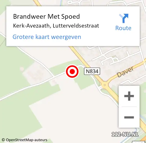 Locatie op kaart van de 112 melding: Brandweer Met Spoed Naar Kerk-Avezaath, Lutterveldsestraat op 24 juni 2023 02:34