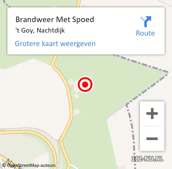 Locatie op kaart van de 112 melding: Brandweer Met Spoed Naar 't Goy, Nachtdijk op 24 juni 2023 04:59