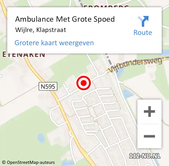 Locatie op kaart van de 112 melding: Ambulance Met Grote Spoed Naar Wijlre, Klapstraat op 24 juni 2023 07:02