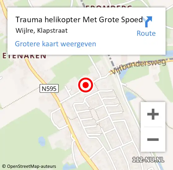Locatie op kaart van de 112 melding: Trauma helikopter Met Grote Spoed Naar Wijlre, Klapstraat op 24 juni 2023 07:05