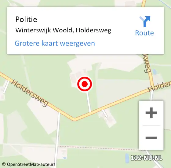 Locatie op kaart van de 112 melding: Politie Winterswijk Woold, Holdersweg op 24 juni 2023 10:37