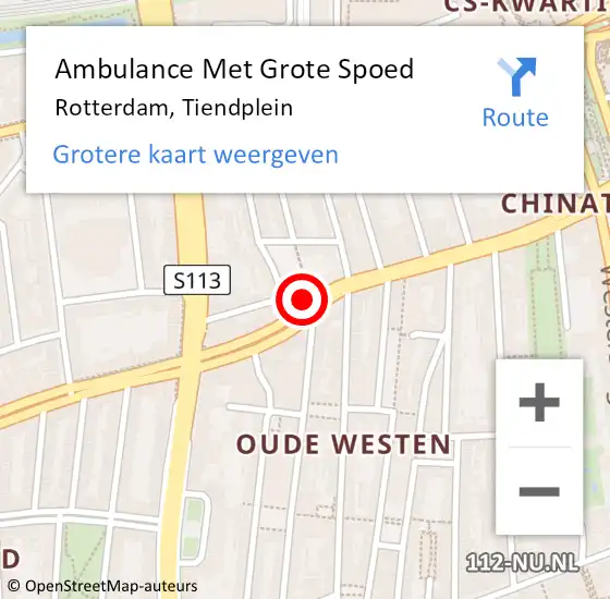 Locatie op kaart van de 112 melding: Ambulance Met Grote Spoed Naar Rotterdam, Tiendplein op 24 juni 2023 10:42