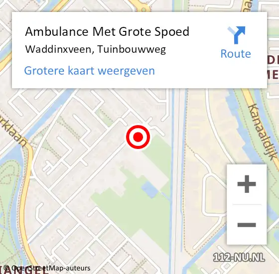 Locatie op kaart van de 112 melding: Ambulance Met Grote Spoed Naar Waddinxveen, Tuinbouwweg op 24 juni 2023 11:10