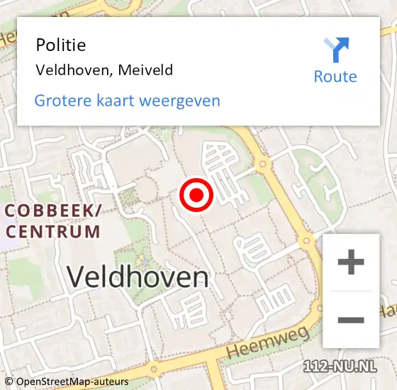 Locatie op kaart van de 112 melding: Politie Veldhoven, Meiveld op 24 juni 2023 12:30