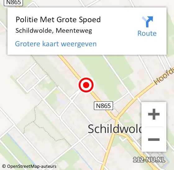 Locatie op kaart van de 112 melding: Politie Met Grote Spoed Naar Schildwolde, Meenteweg op 24 juni 2023 12:34