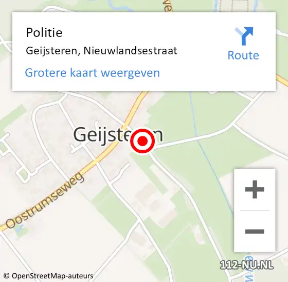 Locatie op kaart van de 112 melding: Politie Geijsteren, Nieuwlandsestraat op 24 juni 2023 13:14