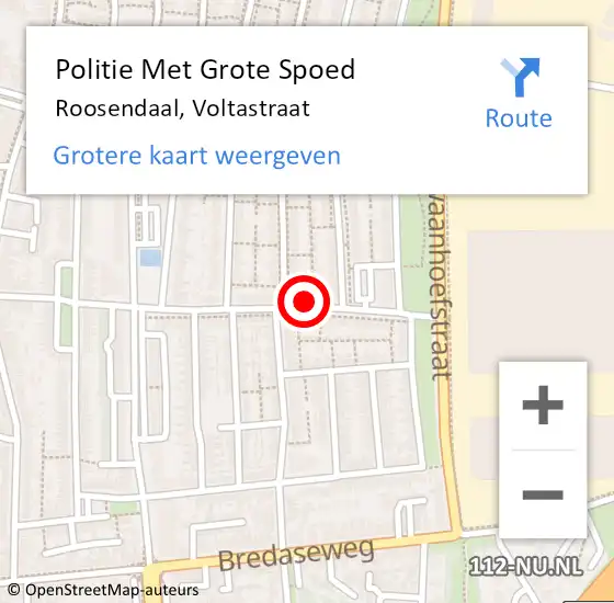 Locatie op kaart van de 112 melding: Politie Met Grote Spoed Naar Roosendaal, Voltastraat op 24 juni 2023 13:36
