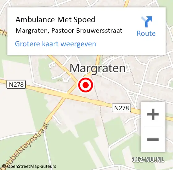 Locatie op kaart van de 112 melding: Ambulance Met Spoed Naar Margraten, Pastoor Brouwersstraat op 24 juni 2023 14:18