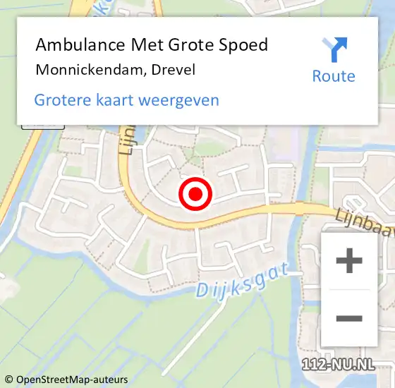 Locatie op kaart van de 112 melding: Ambulance Met Grote Spoed Naar Monnickendam, Drevel op 24 juni 2023 15:03