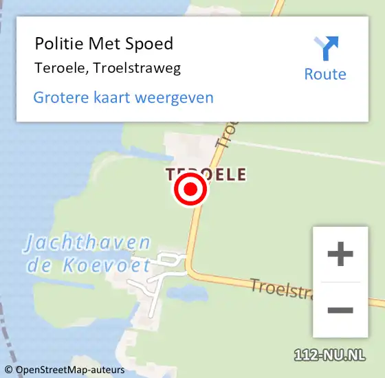 Locatie op kaart van de 112 melding: Politie Met Spoed Naar Teroele, Troelstraweg op 24 juni 2023 17:19