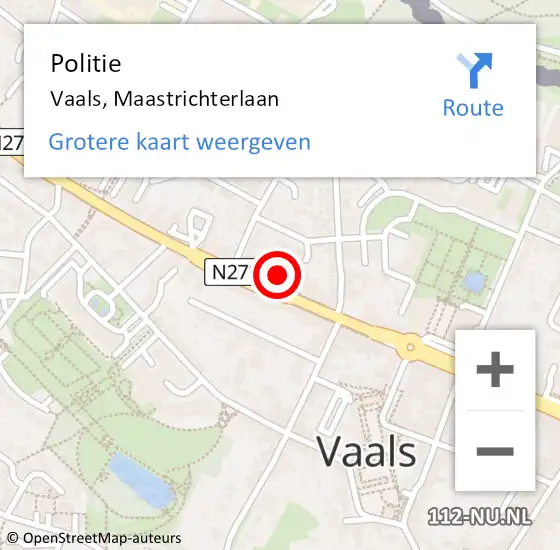 Locatie op kaart van de 112 melding: Politie Vaals, Maastrichterlaan op 24 juni 2023 17:32