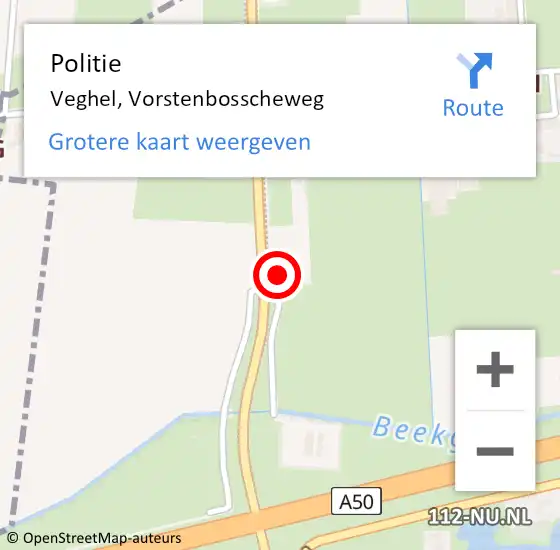 Locatie op kaart van de 112 melding: Politie Veghel, Vorstenbosscheweg op 24 juni 2023 18:23