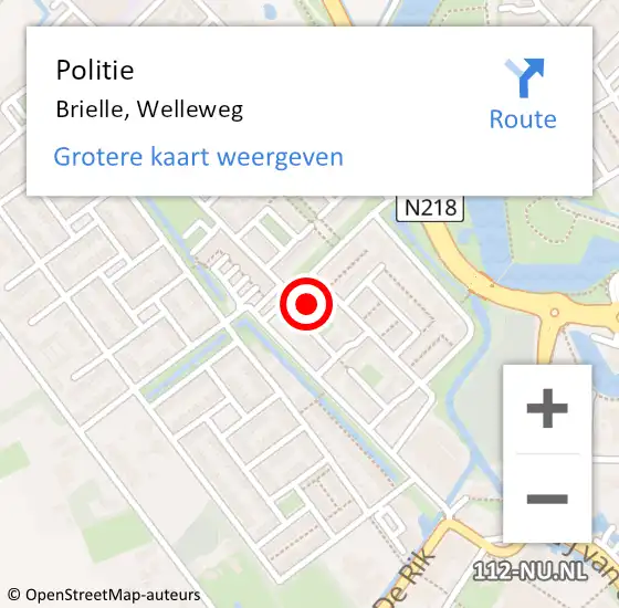 Locatie op kaart van de 112 melding: Politie Brielle, Welleweg op 24 juni 2023 19:39