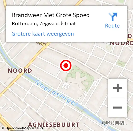 Locatie op kaart van de 112 melding: Brandweer Met Grote Spoed Naar Rotterdam, Zegwaardstraat op 24 juni 2023 20:56