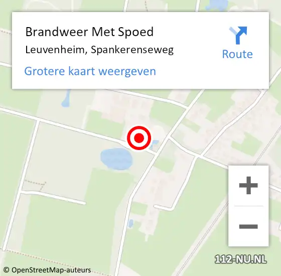 Locatie op kaart van de 112 melding: Brandweer Met Spoed Naar Leuvenheim, Spankerenseweg op 24 juni 2023 21:09