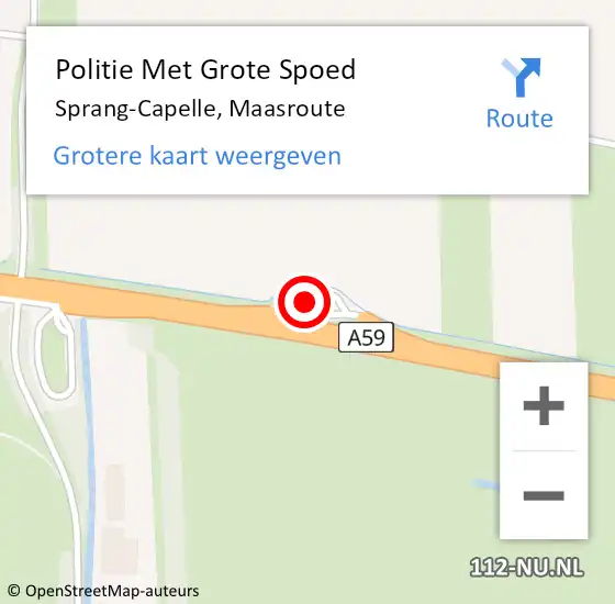 Locatie op kaart van de 112 melding: Politie Met Grote Spoed Naar Sprang-Capelle, Maasroute op 24 juni 2023 21:18