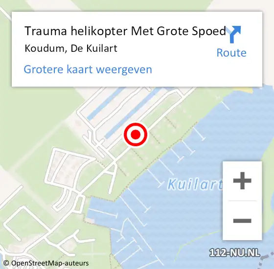Locatie op kaart van de 112 melding: Trauma helikopter Met Grote Spoed Naar Koudum, De Kuilart op 24 juni 2023 23:46