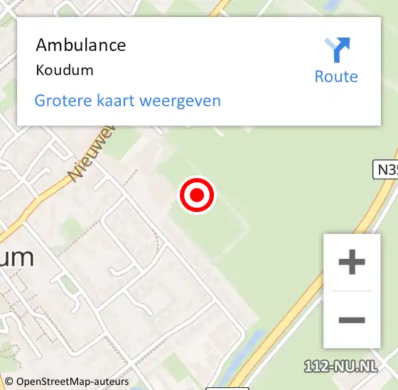 Locatie op kaart van de 112 melding: Ambulance Koudum op 24 juni 2023 23:46