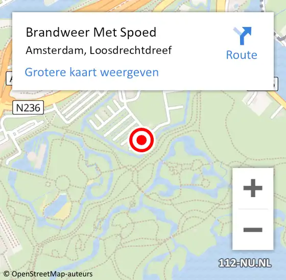 Locatie op kaart van de 112 melding: Brandweer Met Spoed Naar Amsterdam, Loosdrechtdreef op 25 juni 2023 00:04