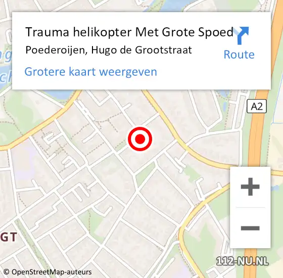 Locatie op kaart van de 112 melding: Trauma helikopter Met Grote Spoed Naar Poederoijen, Hugo de Grootstraat op 25 juni 2023 02:36