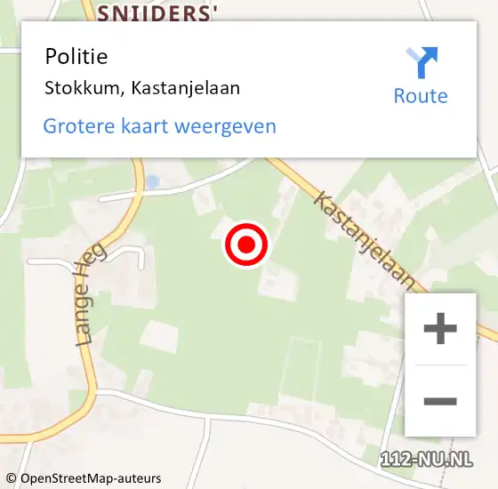 Locatie op kaart van de 112 melding: Politie Stokkum, Kastanjelaan op 25 juni 2023 06:52