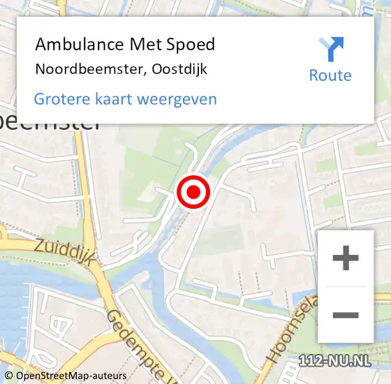 Locatie op kaart van de 112 melding: Ambulance Met Spoed Naar Noordbeemster, Oostdijk op 25 juni 2023 07:29