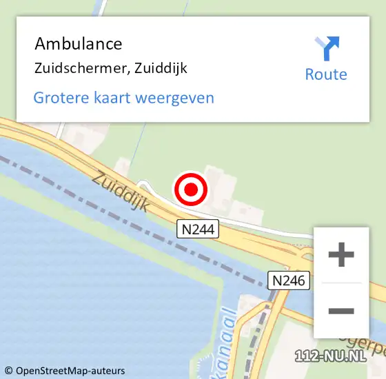Locatie op kaart van de 112 melding: Ambulance Zuidschermer, Zuiddijk op 25 juni 2023 08:31