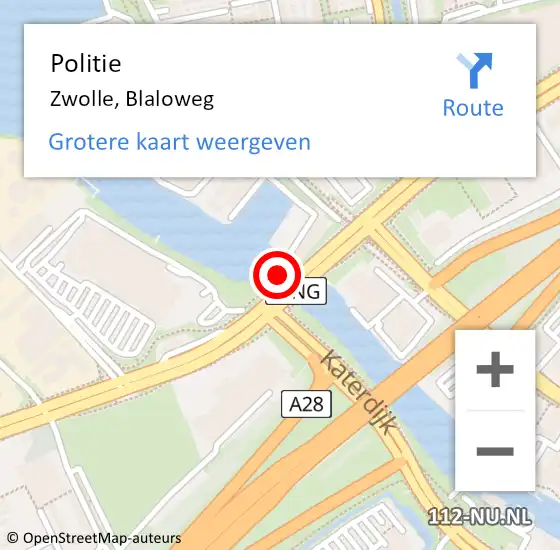 Locatie op kaart van de 112 melding: Politie Zwolle, Blaloweg op 25 juni 2023 09:53