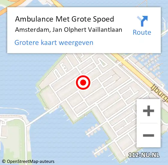 Locatie op kaart van de 112 melding: Ambulance Met Grote Spoed Naar Amsterdam, Jan Olphert Vaillantlaan op 25 juni 2023 10:22