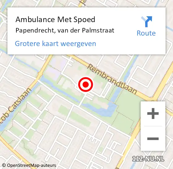 Locatie op kaart van de 112 melding: Ambulance Met Spoed Naar Papendrecht, van der Palmstraat op 25 juni 2023 10:30