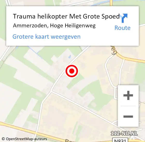 Locatie op kaart van de 112 melding: Trauma helikopter Met Grote Spoed Naar Ammerzoden, Hoge Heiligenweg op 25 juni 2023 12:51