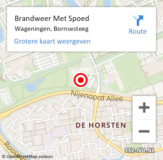 Locatie op kaart van de 112 melding: Brandweer Met Spoed Naar Wageningen, Bornsesteeg op 25 juni 2023 13:58