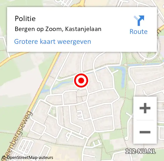 Locatie op kaart van de 112 melding: Politie Bergen op Zoom, Kastanjelaan op 25 juni 2023 14:49