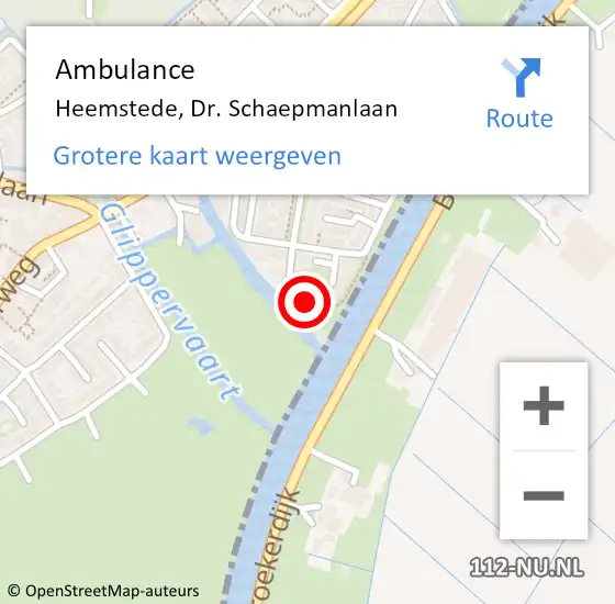 Locatie op kaart van de 112 melding: Ambulance Heemstede, Dr. Schaepmanlaan op 25 juni 2023 14:59