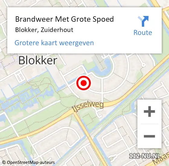 Locatie op kaart van de 112 melding: Brandweer Met Grote Spoed Naar Blokker, Zuiderhout op 25 juni 2023 15:20